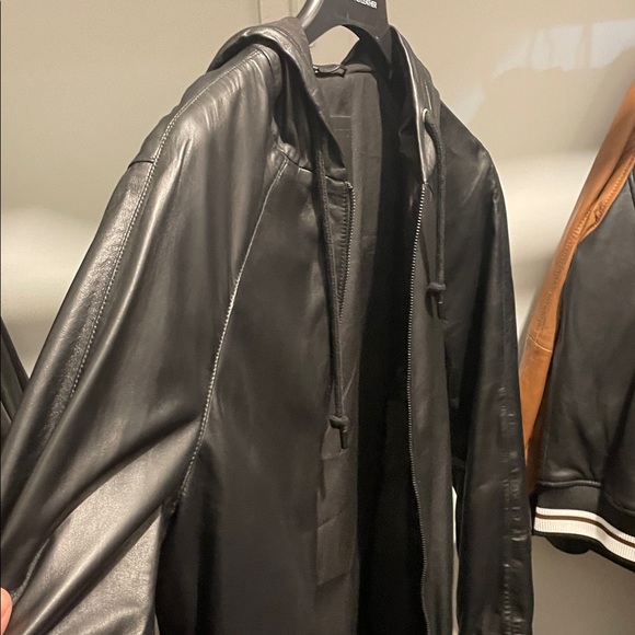 All Saints Payton  leather hooded jacket - Picture 8 of 8